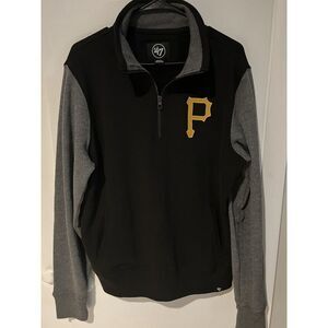 Pittsburgh Pirates 47 Brand‎ Quarter Zip Sweatshirt Size Men's Small Black Gray